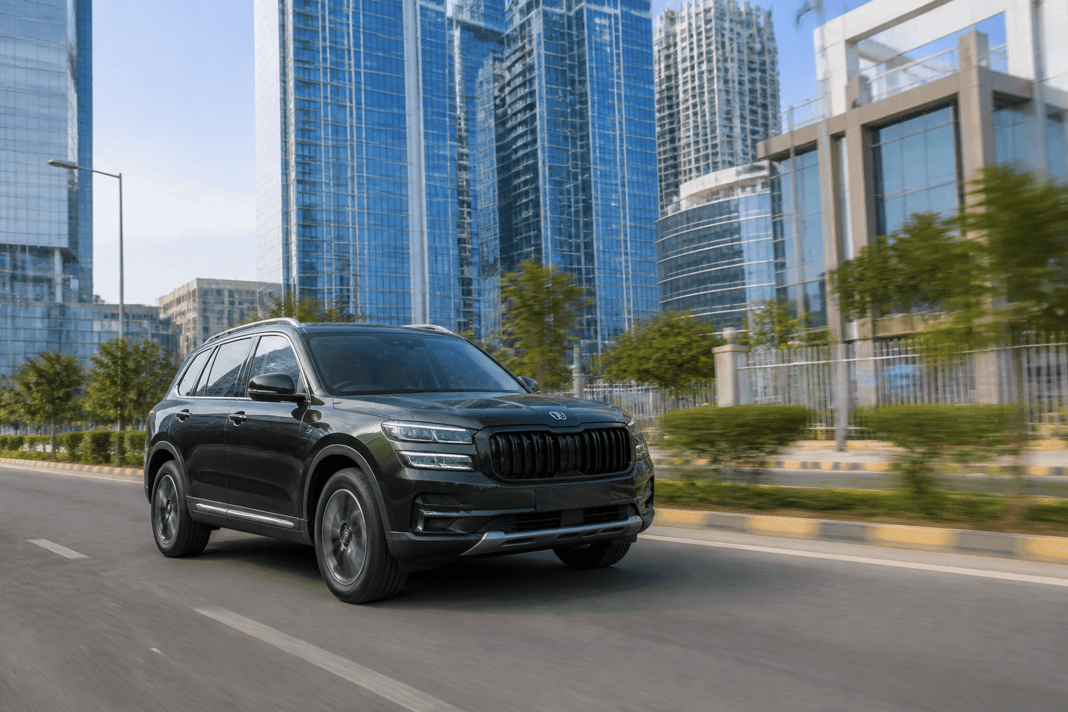 Premium SUV on a modern city avenue